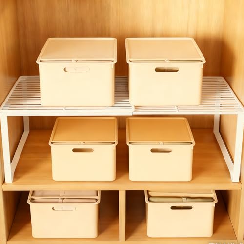 Expandable Closet Shelf Organizer, Wire Rack Closet Organizer，Stackable Storage Rack for Kitchen/Pantry/Bathroom/Shoe Cabinet，Space Saving Design（1 Pack）