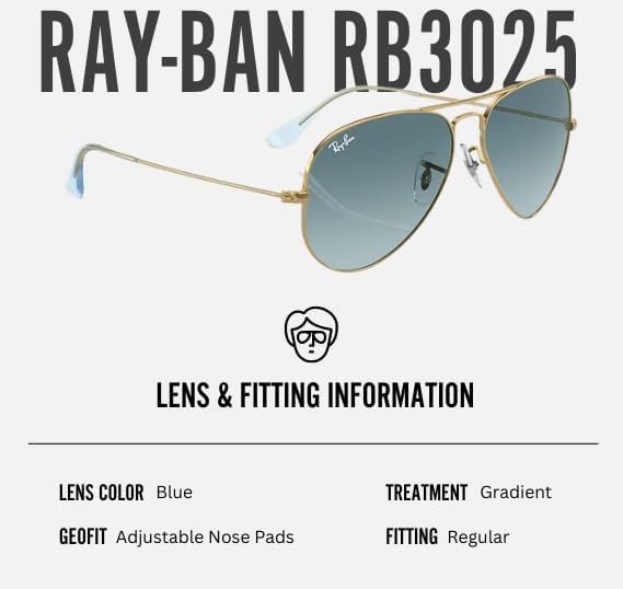 Ray-Ban RB3025 AVIATOR GRADIENT Pilot Shaped Sunglasses for Men & Women with Official RAYBAN Eyewear Kit