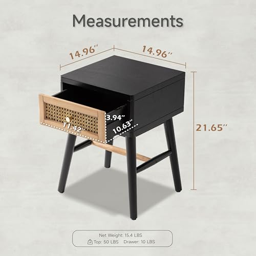 COZAYH Set of 2 Fully-Assembled Modern Farmhouse Clean-Lined Nightstand, End Table with 1 Drawer, Black - color: Black, style: 1 Drawer/2 pack