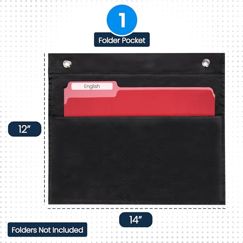 Essex Wares - 1 Pocket File Pocket Chart, Black - Versatile Wall Hanging File Folder Organizer for Classroom, Office, Home, and More - Wall Folder Organizer - Single Pocket - size: 1 Pocket