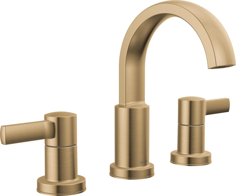 Delta Faucet Albion Widespread Bathroom Faucet 3-Hole, Gold Bathroom Sink Faucet, 2-Handle Bathroom Faucet, Bath Faucet, Metal Push-Pop Drain Assembly, 1.2 GPM Flow Rate, Champagne Bronze 35855LF-CZ