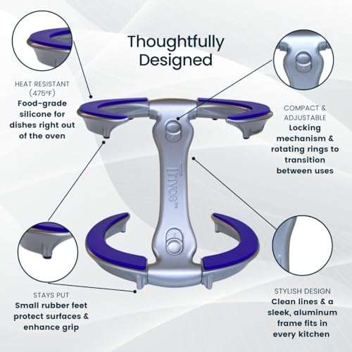 Trivae Pot Lid Holder – 4-in-1 Pot Lid Holder While Cooking, Pan Lid Holder, Trivet & Cake Stand – Versatile Kitchen Tool for Hot Pots, Serving & Display – Space-Saving, Heat-Resistant Stand - color: Royal Blue