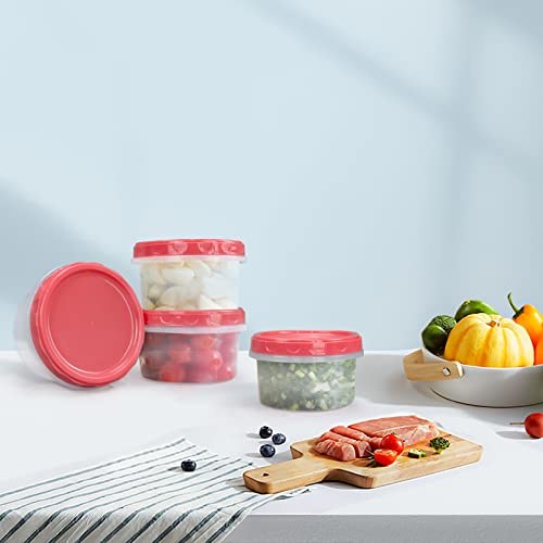 Jucaifu 8 Pack 8 Ounce reuseable small plastic freezer storage container jars with screw lid for food snacks lunch Red - color: Red(8PCS)