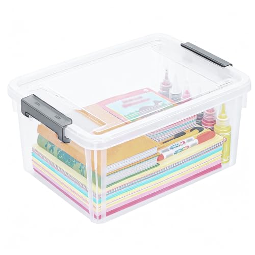 Citylife 17 QT Plastic Storage Bins with Lids Latching Stackable Storage Containers for Organizing Large Clear Storage Box for Garage, Craft, Toys, Closet, Home, 1 Packs - size: 1 Pack-17QT-N