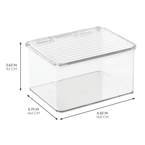 iDesign Plastic Stackable Hinged-Lid Pantry or Kitchen Storage Box - Set of 3 - Clear - style: Pack of 3