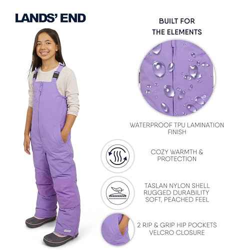 Lands' End Unisex Kids Squall Waterproof Adjustable Insulated Iron Knee Snow Bib Overalls