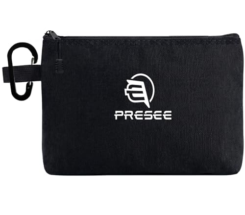 Heavy Duty Canvas Tool Pouch, Multi-Purpose Zipper Utility Bag, Durable Storage Organizer for Tools, Makeup, Cords & Travel Accessories - Black