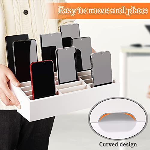 24-Grid Wooden Cell Phone Holder Desktop Organizer Storage Box for Classroom Office (White 24-Grid) - size: White 24-Grid