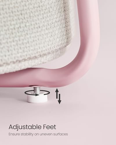 VASAGLE Nightstands, Set of 2 Small Round Side Tables with Fabric Basket, Bedside End Tables, for Bedroom, Jelly Pink and Cream White ULCT668R01 - color: Jelly Pink + Cream White
