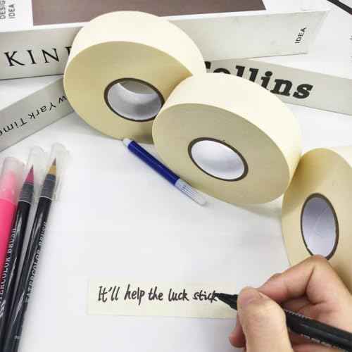 NETEHA 3 Rolls Painters Tape Masking Tape 1 Inch x 55 Yard, No Residue Adhesive Tape for Wall Painting, Decoration Labeling and DIY Crafts (Beige White)