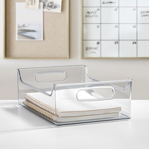 iDesign Stackable Storage Bin with Handles for Pantry or Fridge, Clear, Made in USA - size: 14 x 10 x 5, style: Pack of 1
