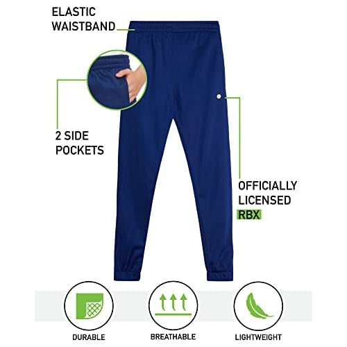 RBX Boys Sweatpants - 4 Pack Active Performance Tricot Boys Joggers with Elastic Waistband - Athletic Pants for Kids (4-20)