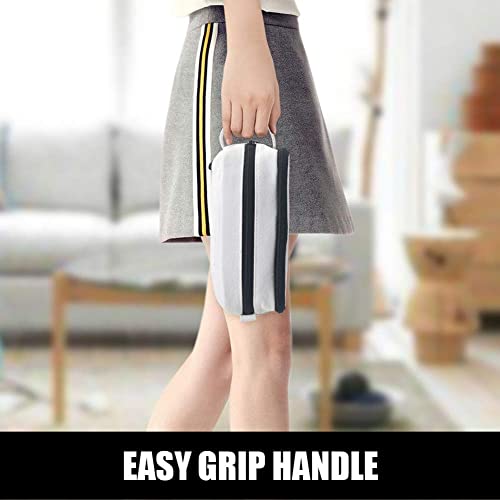 Sooez High Capacity Pencil Case,Durable Pencil Bag Pouch Organizer, Pen Case Portable Journaling Supplies with Easy Grip Handle & Loop, Asthetic Supply for Adults, Black & White - color: White
