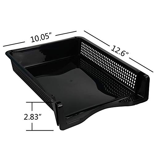 Stackable Paper Tray Set of 6, Black Plastic Letter Tray Basket