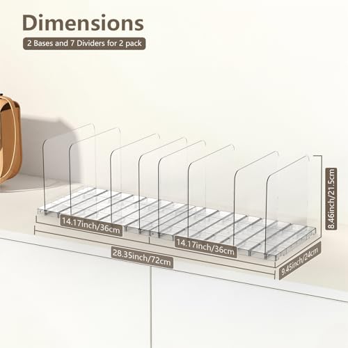 ANTOWIN 2 Pack Shelf Divider, Purse Organizers for Closet, Adjustable Handbag Separators, Storage Organizer in Bedroom, Office, Easy to Install and Clean - size: square-shaped