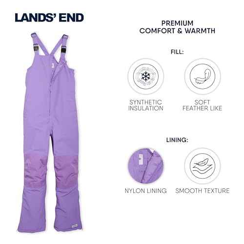 Lands' End Unisex Kids Squall Waterproof Adjustable Insulated Iron Knee Snow Bib Overalls