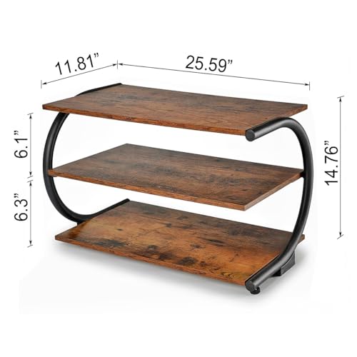 C-Shaped 3-Tier Shoe Rack with Metal Frame & Adjustable Feet - Compact Organizer for Entryway, Closet, Hallway (Holds 11 lbs/Shelf) - size: 25.59" X 11.81" X14.76"