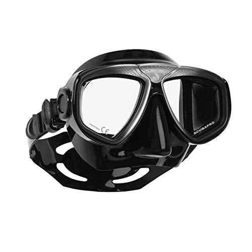 SCUBAPRO Zoom Scuba Mask with Ultra Clear Dual Lens and Lens-Change System for Optical Lenses for Diving, Full Black