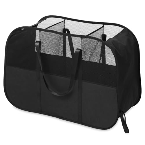 Collapsible Laundry Baskets with 3 Compartment, 150L Tear-proof Pop Up Hamper, Foldable Laundry Basket with Tote Handles, Dirty Clothes Hamper for Laundry, Bedroom, Bathroom, Dorm Black - style: 3 Compartments- Black
