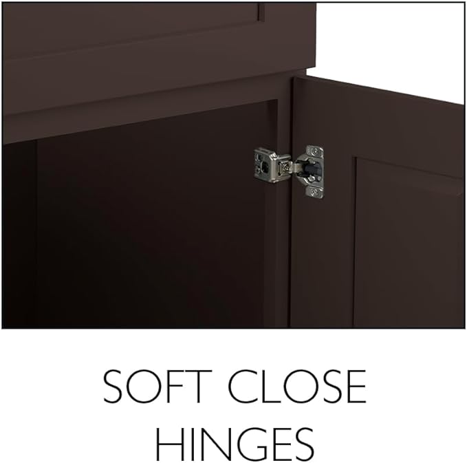 Design House Brookings Shaker Fully Assembled Wall Kitchen Cabinet W2436, 24 W x 12 D x 36 H, Brown, Solid Wood, Design House, 569004