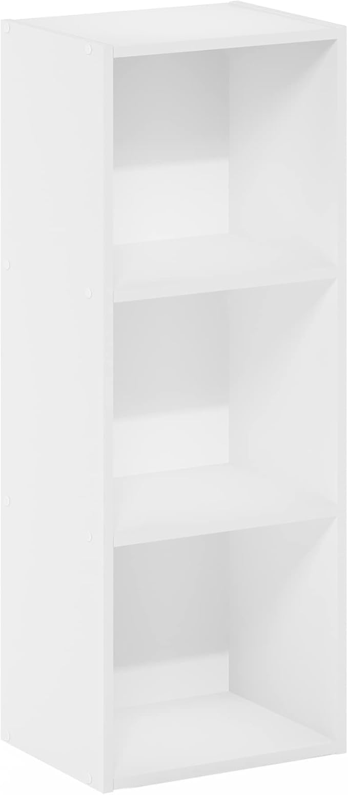 Furinno Pasir 3-Tier No Tool Assembly Open Shelf Bookcase, White