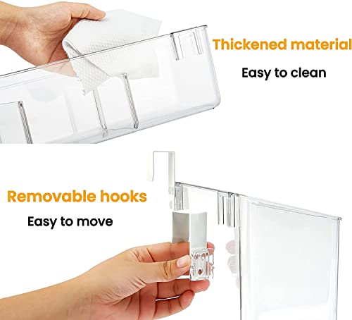 vacane Plastic Over Cabinet Door Organizer with Removable Hooks, Clear Hanging Baskets for Organizing Over the Cabinet Organizer Holder for Kitchen, Pantry, Bathroom-Hang Outside or Inside Door-L - style: L