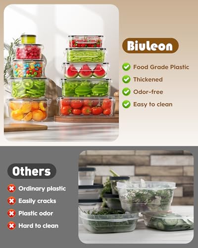 40 PCS Food Storage Containers with Lids Airtight (20 Containers & 20 Lids), 100% Leakproof Meal Prep Container Set for Kitchen Storage, BPA-free, PVC-free Reusable Plastic, Microwave/Dishwasher Safe