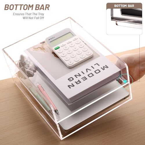 SANRUI Paper Organizer for Desk,Acrylic Stackable Letter Tray, Clear Desk Organizer, Paper Sorter for Office,Home or School,2-Pack - style: A4 Vertical File Trays 2 Tier