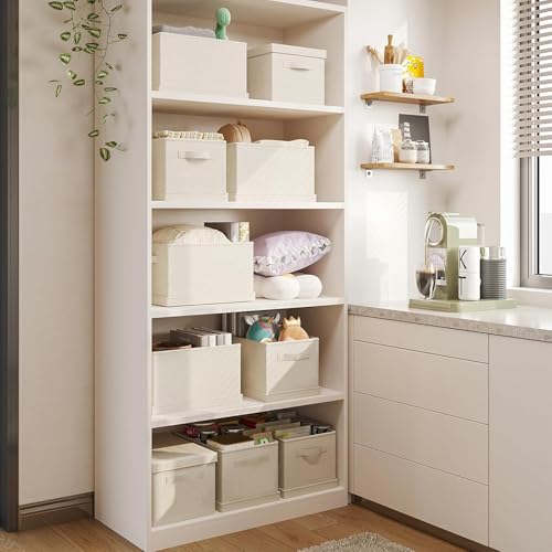 Jumbo Fabric Storage Bins with Lids 19.7*13.8*12.2 in, 2-Pack Storage Baskets for Closet, Large Linen Organizers and Storage Bins for Bedroom, Collapsible Baskets and Bins with Handles, Off White - size: XXL