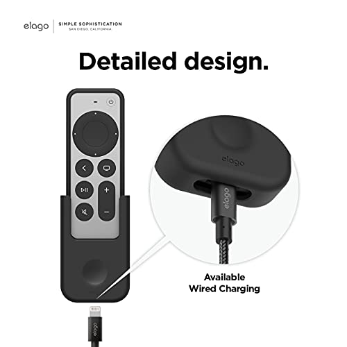 elago Universal Remote Holder Mount Compatible with Apple TV Remote and All Other Remote Controls - Adhesive Tape or Screw Mounting Options, Available Wired Charging [Small] [3rd & 2nd Gen] [Black] - color: Black, size: Small - 2&3 Gen
