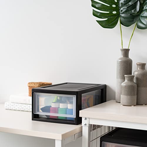 IRIS USA 6 Qt. Plastic Drawer Storage Organizer Stacking Drawers, 2-Pack, Stackable Unit with Sliding Drawer for Bedroom Kitchen Under Sink Pantry Craft Room Bathroom Dorm Office, Black - size: 6 Qt - 2 Pack