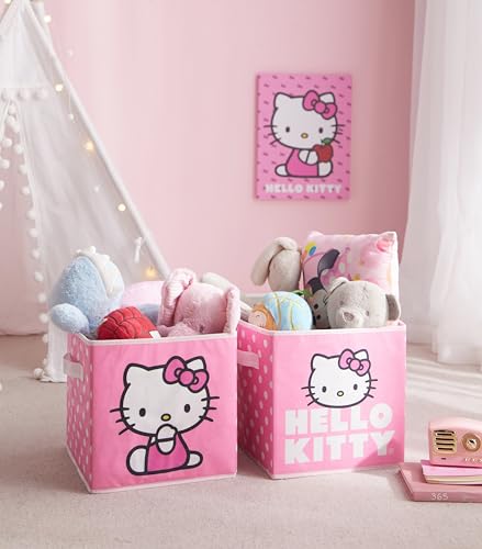 Hello Kitty Set of 2 Durable Storage Cubes with Handles, 10"x10"x10" Cubes - color: Hello Kitty