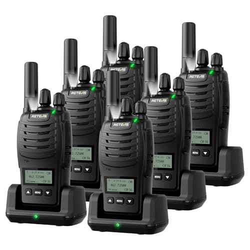 Retevis H777D Walkie Talkies for Adults with LCD Screen, Type-C Charging, FRS Long Range Handheld 2 Way Radio, Hand Free Rechargeable, for Business Restaurant Retail Church(6 Pack)