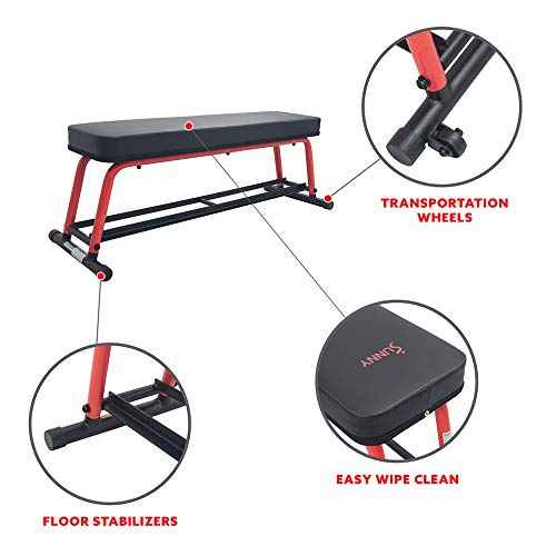Sunny Health & Fitness Weight Bench for Heavy Duty Workouts, Exercise, Strength Training, Lifting and Home Gyms