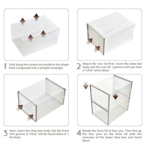 Shoe Storage Boxes, Stack Without Toppling Modular storage boxes combine freely for use in closets, under beds, hallways, and entryways. Space-saving. (Transparent, 6 Pack) - color: Transparent, 6 Pack