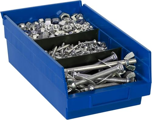 Akro-Mils 30130 Plastic Shelf Bins, Heavy Duty Storage Bins for Garage, Closet, and Drawer Organization, 12" x 6-1/2" x 4", Blue, 12-Pack - color: Blue