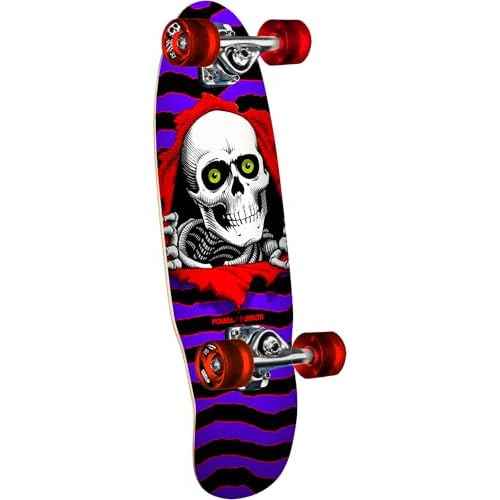 Powell Peralta Micro Mini Ripper Skateboard Cruiser Complete, Purple/Red, 7.5" x 24"