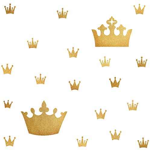 Crown Wall Decals for Girls Bedroom Kids Room Decals Nursery Wall Decal, Princess Crowns Wall Stickers, Crown in The Walls Removable Peel and Stick Metallic Vinyl Sticker