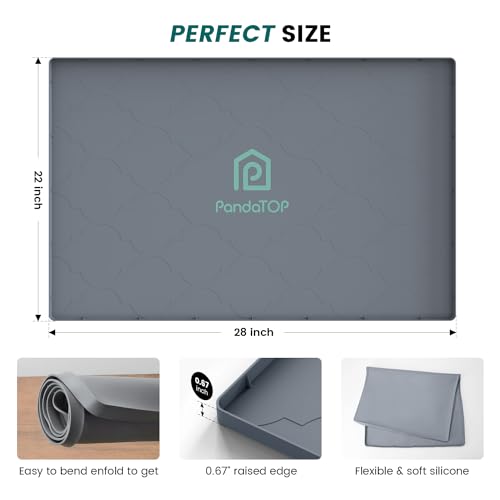 Under Sink Mat, 28" x 22" Silicone Kitchen Cabinet Tray, Waterproof & Flexible Under Sink Liner for Kitchen Bathroom and Laundry Room - size: 22"W x 28"L