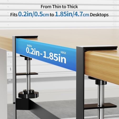 YECAYE Under Desk Cable Management Tray, No Drill Clamp Mount Metal Cable Management Tray with Desk Protection Pads, Under Desk Organizer Easy Installation with Hook & Loop Straps for Home Office