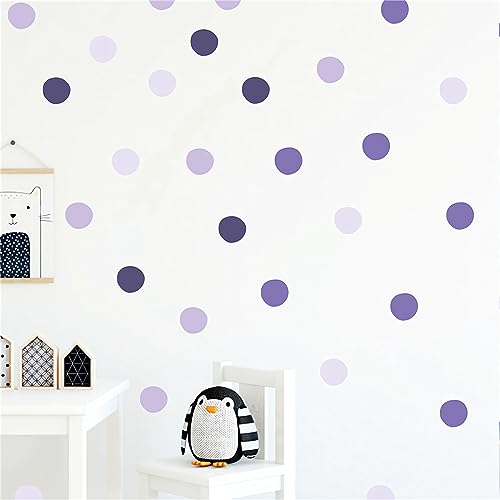 Purple Dark Purple Mauve Polka Dot Wall Stickers, sacinora DIY Circle Art Wall Decals Removable Vinyl Peel and Stick for Nursery Closet Refrigerator Living Room Children's Room Bedroom