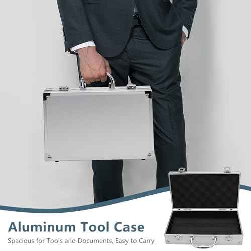 Aluminum Tool Box Portable, Lockable Handle Portable Medicine Chest Organizer Aluminum Briefcases for Men