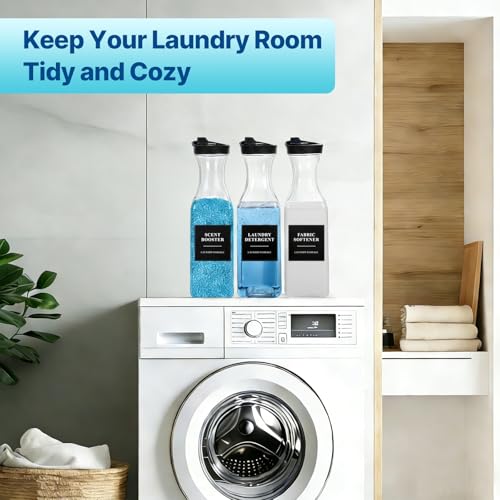 4 Pack Laundry Detergent Dispenser, Laundry Soap & Fabric Softener Dispenser, 54oz Laundry Detergent Containers, Laundry Room Organization and Storage Plastic Bottle for Scent Booster, Powder, Bleach - size: 4 Pack