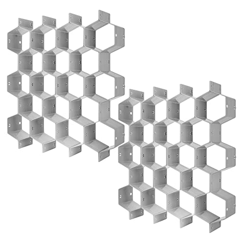 Poeland Drawer Divider Organizer DIY Plastic Grid Honeycomb Drawer Divider Gray 2 Pack - color: Gray(2pack)