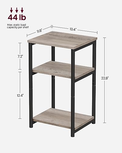 VASAGLE Side Table, Small End Table, Tall Nightstand for Living Room, Bedroom, Office, Bathroom, Greige and Classic Black ULET273B02 - color: Greige + Classic Black