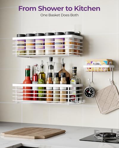 ODesign Shower Caddy 3 Pack SUS304 Stainless Steel-No Drilling-Shower Bathroom Shelves Rack,Rustproof Wall Mounted,Adhesive Shower Shelf Basket Organizer-White - color: White