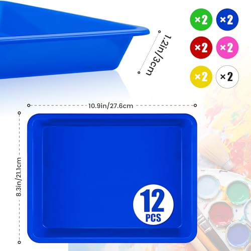 12 Pack Plastic Art Trays,6 Colors Serving Tray,Activity Crafts Organizer Tray for School Classroom DIY Projects,Home Organizing Supply,Painting,Jewelry,Beads