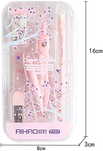 LABANCA 8 Pcs Compass Set with Protractor for Math Geometry Set Drawing Compass, Rulers, Pencil, Eraser