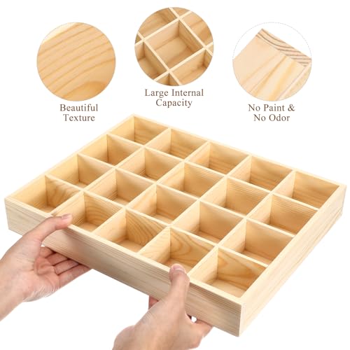 Ciieeo Wooden Drawer Organizer Box 13.38X10.62X1.96In Multi-Compartment Storage Divider for Socks Underwear Keys Home Closet Organization
