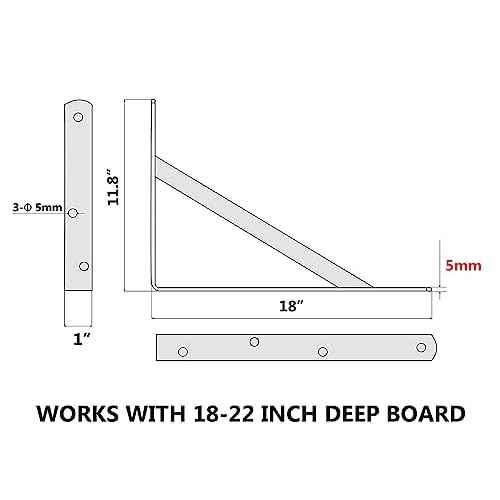 8-Pack 18 Inch Heavy Duty Shelf Brackets, Thicken Wall Bracket for Garage Floating Storage Shelves, 90 Degree Triangle Large L Bracket, Black Powder-Coated Steel